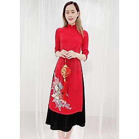 Áo Dài Cách Tân Kiểu Set Áo Dài Đính Hoa Nổi lấp Lánh Kèm Chân Váy ROMI 3164
