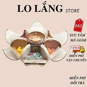 Mua Khay đựng mứt tết 2 tầng 6 cánh xoay 360 độ có kèm khe giá đỡ điện thoại thông minh tiện lợi 6 cánh
