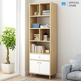 Mua Kệ Sách Gỗ Đứng Nhiều Ngăn Hiện Đại Màu Trắng Phối Vân Gỗ Sồi Thương Hiệu SIB Decor KSG39