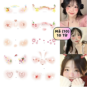 Set Hình Xăm Dán Má Hồng Tạm Thời Makeup Douyin Chủ Đề Mùa Đông, Tattoo Dán Mặt Chụp Ảnh Noel, Giáng Sinh, Năm Mới