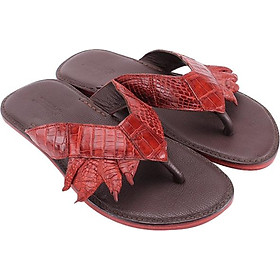 Dép Nam Da Cá Sấu Móng Tay Huy Hoàng HT7214 - Nâu Đỏ