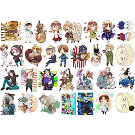 Ảnh Sticker Hetalia Axis 30-100 hình ép lụa khác nhau/ Hình dán anime Hetalia axis