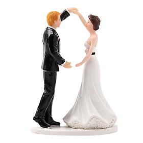 Wedding Cake Toppers Couple Figurines Bride and Groom Dolls Small Statue Cartoon Dancing Figurines Decor for Engagement Party Newlyweds Gift