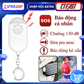 Thiết bị báo động cá nhân bằng âm thanh CTFAST B300: Chuông báo lên tới 130dB, đèn pin phát sáng, thiết kế móc khóa nhỏ gọn chống trộm đồ vật , hỗ trợ báo động dành cho người già, trẻ em và phụ nữ