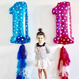 Bóng số 1/2 size đại 32 inch 75cm màu xanh/ hồng