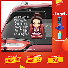 Decal dán xe, tem dán xe, Vợ say xe - thiết kế đặc biệt phủ sơn UV dán kính hậu ôtô Mày mò Store - Decal vợ say xe