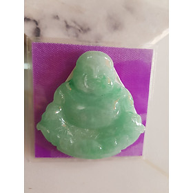 Mặt Dây Chuyền Nam Phật Di lặc Xanh Ngọc Nhẹ đều đẹp Size Ngang 49mm x Cao 49mm x Sâu 7mm Hợp Anh Chị mệnh Mộc Hỏa Thủy bọc vàng đeo đẹp ạ