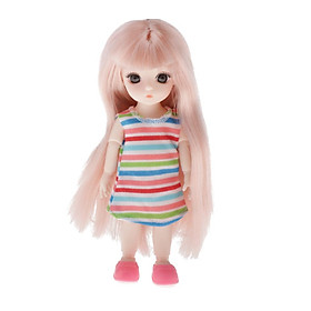 BJD Doll, 16cm/6.3'' 13 Movable Joints Body with Wig Makeup, Clothes Shoes Full Set Fashion Doll Toy for Girls Gift