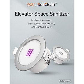 Đèn Led thang máy tích hợp UVC khử khuẩn tự động 3 trong 1- Đèn khử khuẩn thang máy downlight 5W - Hãng 59S - Hàng chính hãng