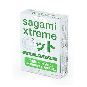 Bao cao su Sagami Xtreme White gân gai (hộp 03 chiếc)