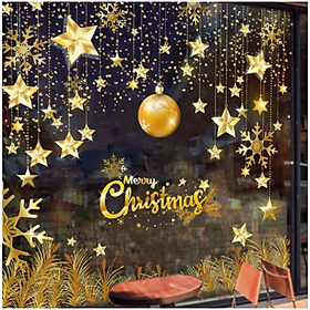 Decal trang trí Noel - Rèm sao lấp lánh và trái châu xinh đẹp