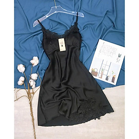Đầm ngủ nữ mặc nhà 2 dây lụa cao cấp mềm mại hàng thiết kế MS06