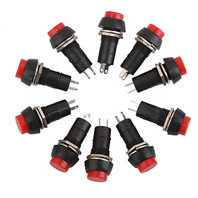 10pcs Car Boat Switch Self-Lock Dash ON-OFF Push Buttons Latch Type Red 12mm