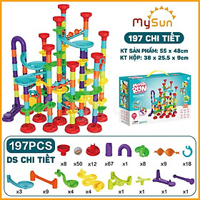 Đồ chơi cầu trượt thả bi lăn 3D mô hình lắp ráp cho bé giải trí sáng tạo MySun