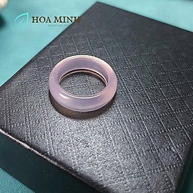 Nhẫn đá Mã Não hồng phớt dày 5.7 li size ni đường kính 17.5mm thời trang thanh lịch