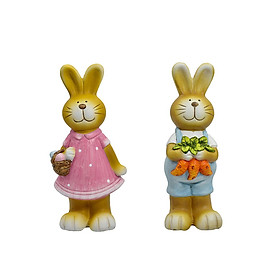 Rabbit Statue Creative Cute Ornament Bunny Figurine for Shelf Farmhouse
