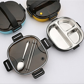 Hộp cơm văn phòng 3 ngăn LÕI INOX giữ nhiệt có tay cầm tiện ích - được chọn màu