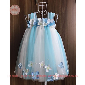 Váy công chúa cho bé ️️ Váy công chúa xanh thiên thanh phối trắng cho bé gái