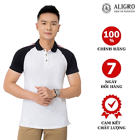 Áo polo cộc tay nam Aligro cổ bẻ màu trắng ALGPLO50