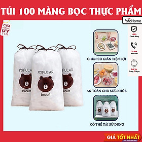 Mua Túi 100 Màng Bọc Thực Phẩm Có Chun  Túi Bọc Thực Phẩm Gấu Set 100 Màng Bọc Thực Phẩm Túi Gấu Màng Bọc Thực Phẩm PE Có Chun Bọc Đồ Ăn Co Giãn Tái Sử Dụng
