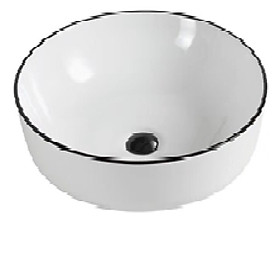 CHẬU LAVABO TRÒN, TRẮNG VIỀN ĐEN GRVL 132D