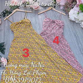 Đầm maxi hoa 2 dây có mút ngực (hình thật+video)