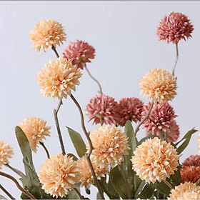 Hoa giả, cành hoa tiểu cúc vạn thọ 5 bông 65cm trang trí nhà cửa, quầy lễ tân, để bàn màu vintage Flowermini C-05
