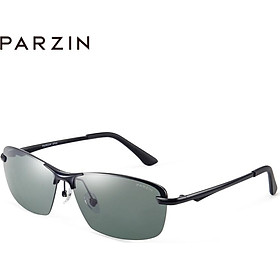 PARZIN 2019 new polarized sunglasses male metal half-frame glasses driver driving male sunglasses 8232 gun frame black gray tablets