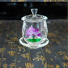 Mua Chến thờ  ly nước cúng Phật hình bông sen pha lê cao cấp