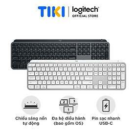 Bàn phím không dây Logitech MX Keys S - Low Profile yên tĩnh, Đèn nền, Bluetooth, Sạc USB-C - Hàng chính hãng