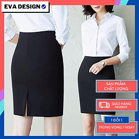 Chân váy ngắn công sở xẻ sau dáng chữ a Eva design vải umi cao cấp co giãn siêu xinh - S