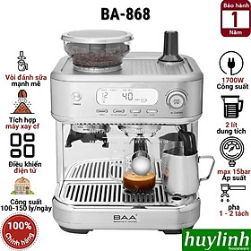 Mua Máy pha cà phê BAA-868 - tích hợp máy xay  150 ly/ngày  - Tặng bộ quà Barista - Hàng chính hãng
