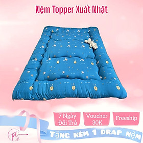 Topper Nệm Ngủ Trải Sàn, Đệm Bông Gòn Xuất Nhật Size 1m x 2m, 1m4 x 2m, 1m6 x 2m - Xanh Cừu 9cm - 1M4 X 2M