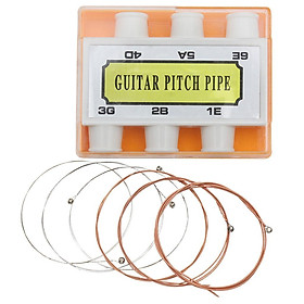 Set of 6 Tones Notes Pitch Pipe and 6pcs Replacement Strings for Acoustic Guitar Accessory