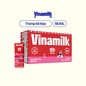 Sữa tươi tiệt trùng hương dâu Vinamilk -  Thùng 48 hộp 180ml