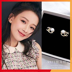 Hoa Tai vàng đính đá Phong Cách Hàn Quốc