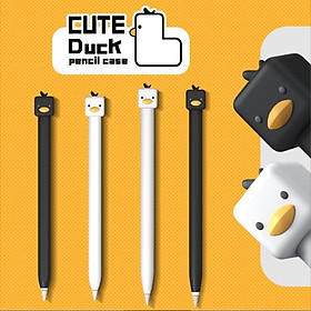 Vỏ Bảo Vệ Bút Cảm Ứng Apple Pencil 2/1 Hình Vịt Vàng Dễ Thương - black