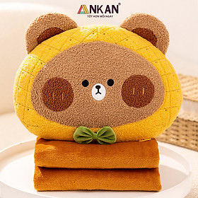 Mền Văn Phòng 3 Trong 1 Gấu Orange Cao Cấp Để Đi Dã Ngoại, Xe Giường Nằm, Ngủ Tại Văn Phòng Vô Cùng Tiện Dụng