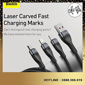 Mua Cáp sạc nhanh 3 đầu Baseus Flash Series 3 in 1 (USB to Type C/ Micro  5A/40W Quick Charging & Data Cable) -Hàng Chính Hãng