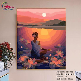 Mua Tranh tự tô màu theo số cô gái GAM Thiền định dưới hoàng hôn GAM CN4383