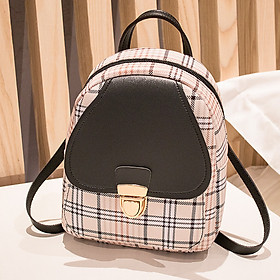 Balo mini nữ da PU kẻ caro 2 kiểu đeo thời trang - ZBL361