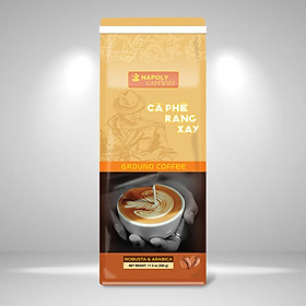 Cafe Rang Xay Napoly Coffee 500gr/túi 100% nguyên chất - Cafe SẠCH gu mạnh pha phin- TÚI LỚN