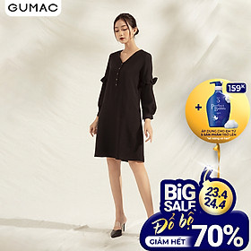 Đầm suông nữ thiết kế bèo tay GUMAC DA1171 chất liệu mềm mịn phong cách sang trọng