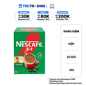 Cà phê hoà tan NESCAFÉ 3IN1 VỊ RANG ĐẬM - công thức cải tiến (hộp 20 gói x 16g)