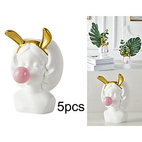 5pcs Cute Girl Head Blow Bubble Mini Succulent Flower Pot Garden TABLETOP DECOR