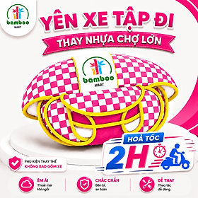 Yên Xe Tập Đi Màu Hồng Bamboo Mart Thay Thế Cho Xe Nhựa Chợ Lớn – Mút Êm, Lắp Vừa Khung