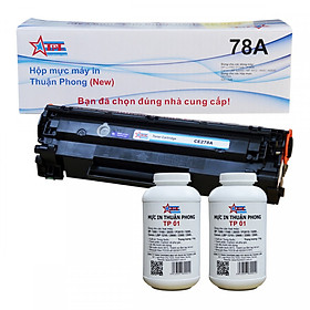 COMBO Hộp mực Thuận Phong 78A (TỰ NẠP) + 2 lọ mực đổ TP01 dùng cho máy in HP LJ P1566/ P1606/ M1536/ Canon LBP 6200D/ 6230DN/ MF 4400/ 4430/ 4580 - Hàng Chính Hãng