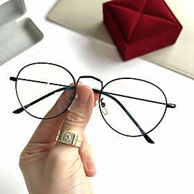 Kính mắt tròn bầu dễ đeo chất liệu kim loại nhẹ cao cấp