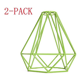 2-Pack Retro Wire Diamond Pendant Lounge Ceiling Light Cage Lamp Shade Green