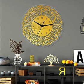 Muslim Wall Clock Creative Islamic Calligraphy Acrylic Wall Clock for Living Room Bedroom Kitchen Home Eid Ramadan Decor - Battery Not Included